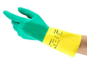 Dwukolorowa rękawica z naturalnej gumy i neoprenu z podwójną powłoką, z flokowaną podszewką - AlphaTec® 87-900